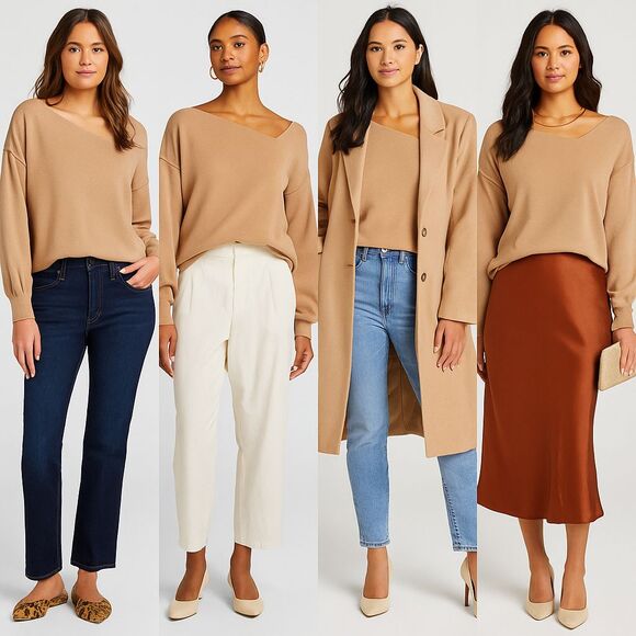 Line & Dot Women’s Neutral Off-Shoulder Sweater | Cream Size S - Picture 3 of 10